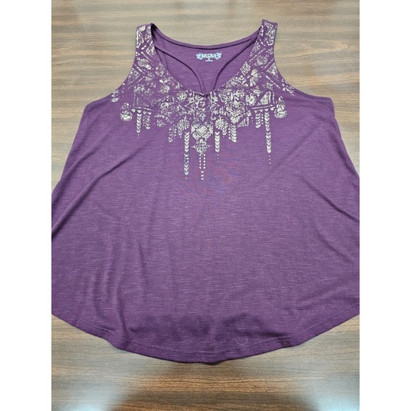 Mudd Tops - Mudd Womens Burgundy Tank Top M Boho Floral Graphic Flowy Sleeveless Casual Top